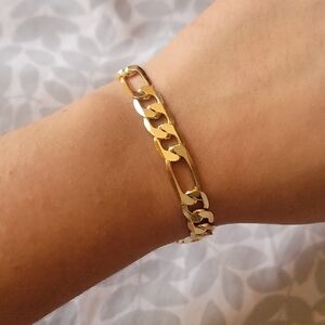 Unisex Chunky Gold Plated Figaro Bracelet